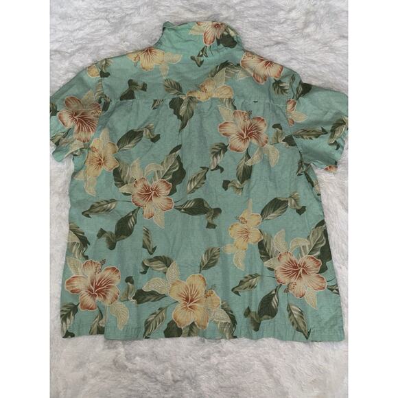 Jamaica Jazz Women’s Sz. XL green tropical Design Silk Blend Button Up Shirt - Picture 10 of 12